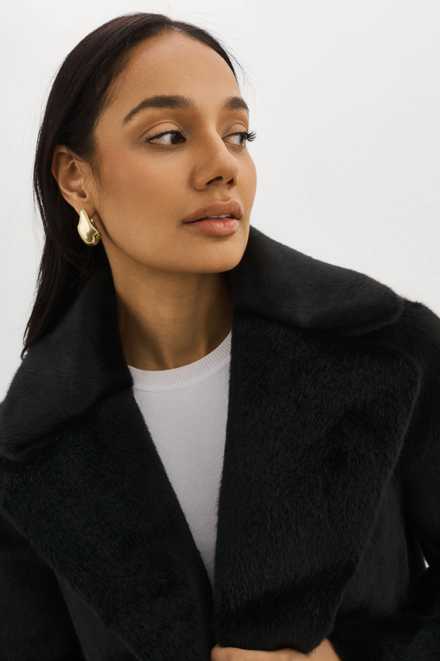 LAMARQUE Camille Faux Shearling Jacket in Black