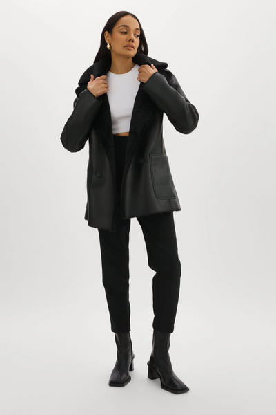 LAMARQUE Camille Faux Shearling Jacket in Black