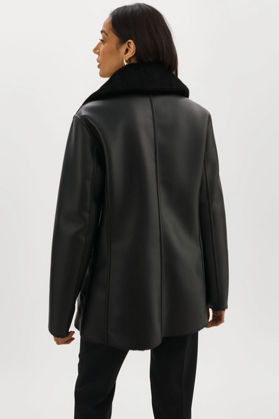 LAMARQUE Camille Faux Shearling Jacket in Black