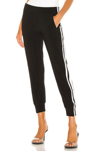 Norma Kamali Side Stripe Jog Pant in Black