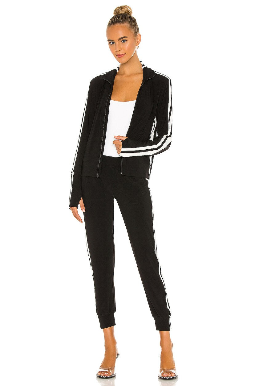 Norma Kamali Side Stripe Turtle Jacket in Black