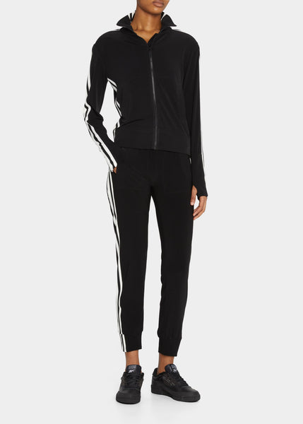 Norma Kamali Side Stripe Jog Pant in Black