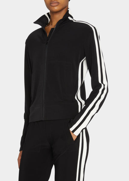 Norma Kamali Side Stripe Turtle Jacket in Black