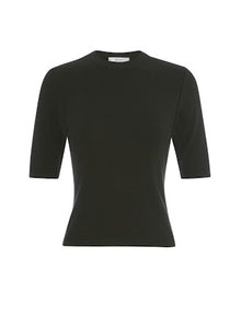 Frame Rib Crewneck Short Sleeve Tee in Black