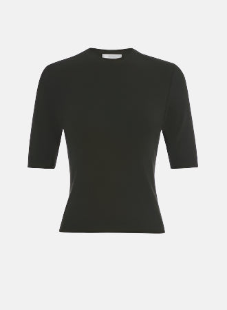 Frame Rib Crewneck Short Sleeve Tee in Black