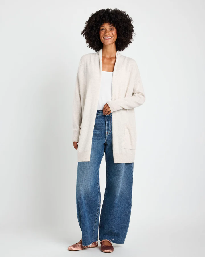 Splendid Tori Cashmere Cardigan in Pale Oak Heather