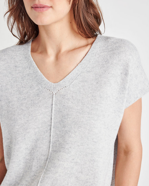 Splendid Jane Cap Sleeve V Sweater in Ice Heather Grey