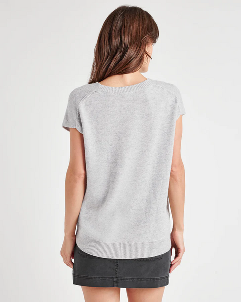 Splendid Jane Cap Sleeve V Sweater in Ice Heather Grey