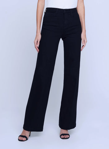 L'AGENCE Clayton High rise Wide Leg Pants in Noir