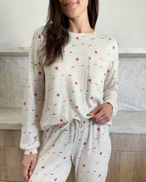 Splendid Marna Jersey Lounge Set in Brunch Print