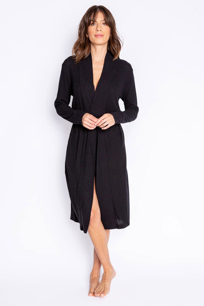 PJ Salvage Textured Essentials Robe in Black