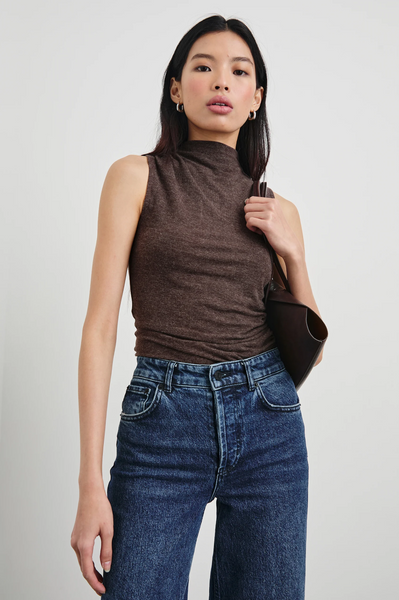 Rails Christen sleeveless tissue jersey t in heather brown