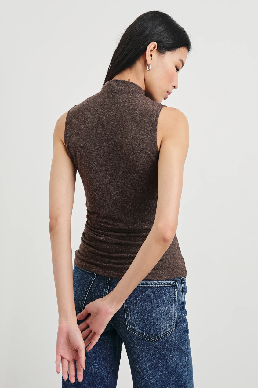Rails Christen sleeveless tissue jersey t in heather brown