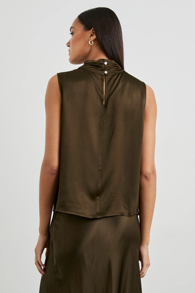 Rails Kaleen Satin Crepe Sleeveless Top in Moss