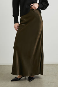 Rails Anya Satin Crepe Skirt in Moss