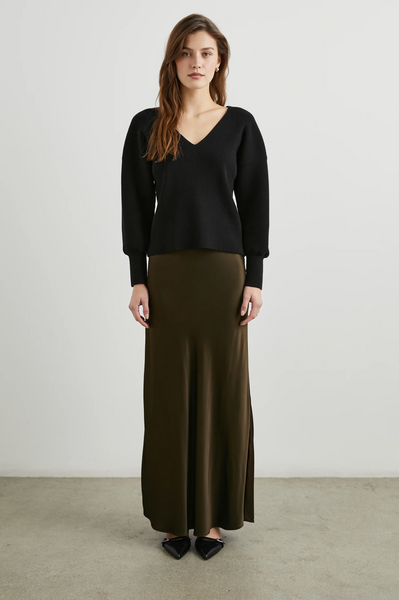 Rails Anya Satin Crepe Skirt in Moss