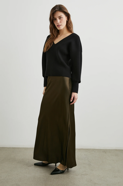 Rails Anya Satin Crepe Skirt in Moss