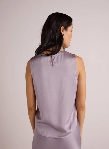 Bella Dahl Satin Sleeveless Crew Neck Top Glacier Grey