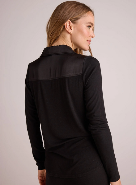 bella dahl long sleeve rib mix shirt in black