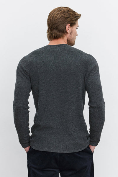 Velvet Men’s Ambrose02 Cozy Thermal L/S Henley  - Charcoal