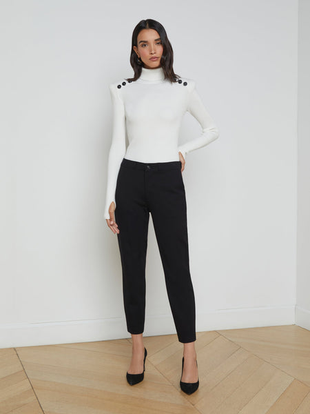 L'AGENCE Harlow Hi Rise Crop Slim Trouser in Black