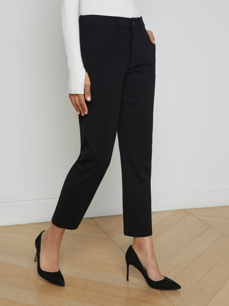 L'AGENCE Harlow Hi Rise Crop Slim Trouser in Black