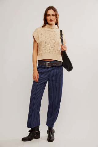 Free People Vickie Mock Neck Sweater in Macadamia