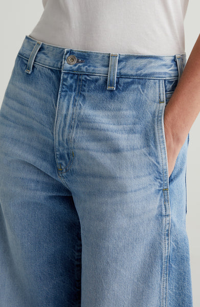 AG Mercer Cuffed High Rise Barrel Jean in Santorini