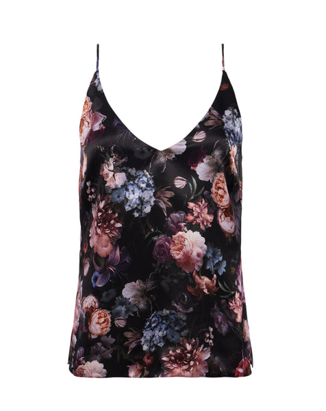 L'AGENCE Gabriella v-neck print tank black multi vintage