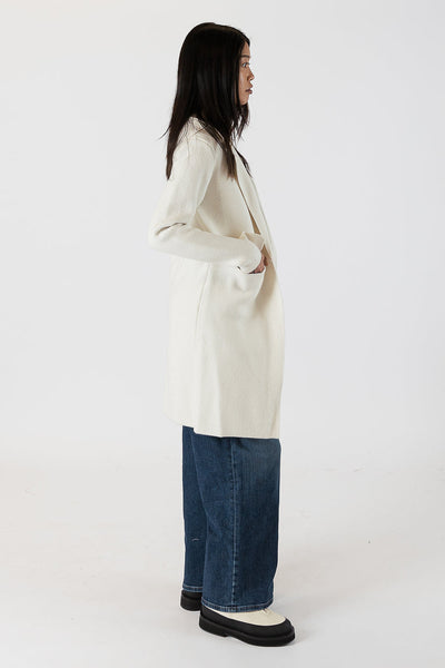 Lyla & Luxe Fiona One Button Long Fitted Coat in Ivory