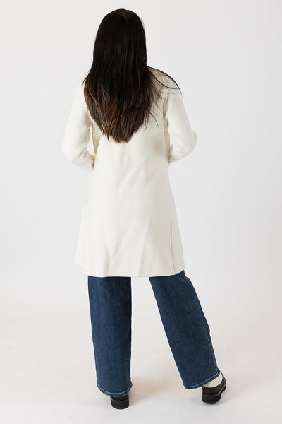 Lyla & Luxe Fiona One Button Long Fitted Coat in Ivory