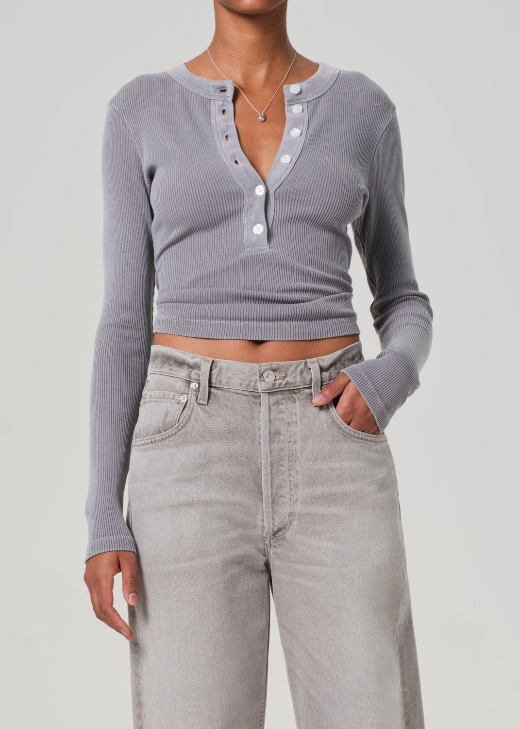 Citizens of Humanity Varra Cotton Rib Henley in Balboa