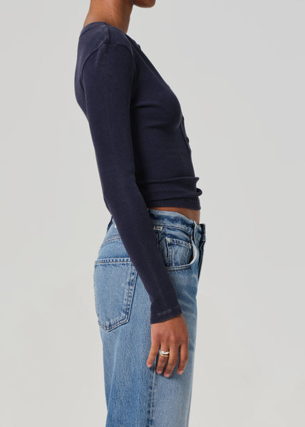 Citizens of Humanity Varra Cotton Rib Henley in Navy