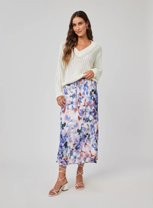 bella dahl elastic ruffle wait skirt in magnolia bloom