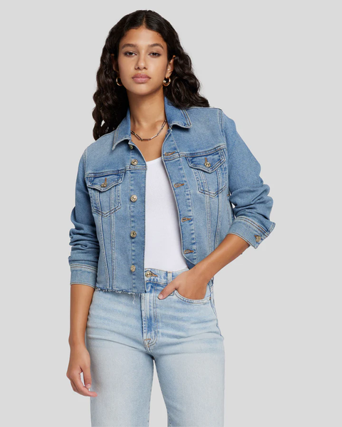 7 For All Mankind Classic Trucker Jacket in Love Soul