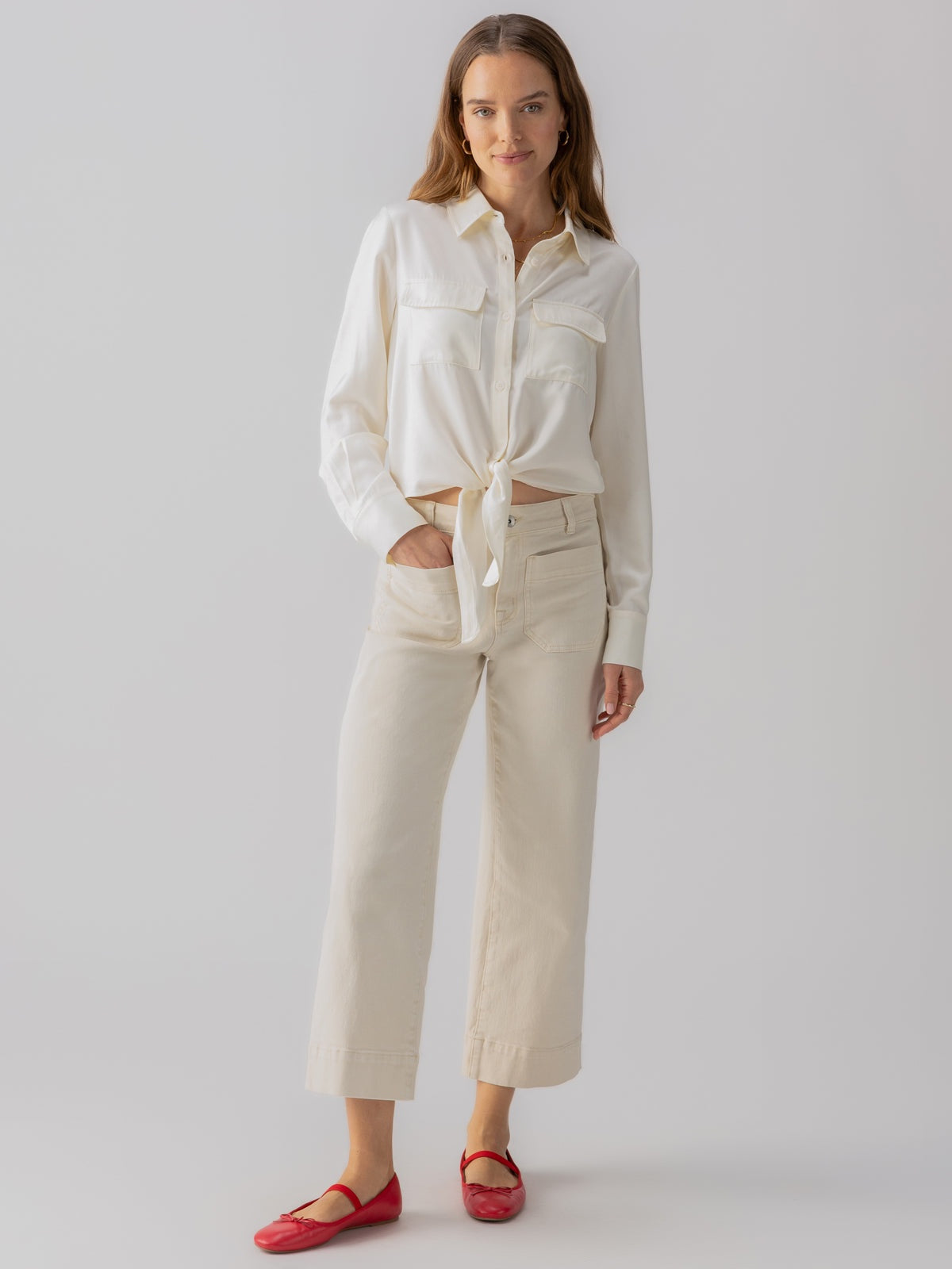 Sanctuary Marine Denim Cropped Pant in French Vanilla