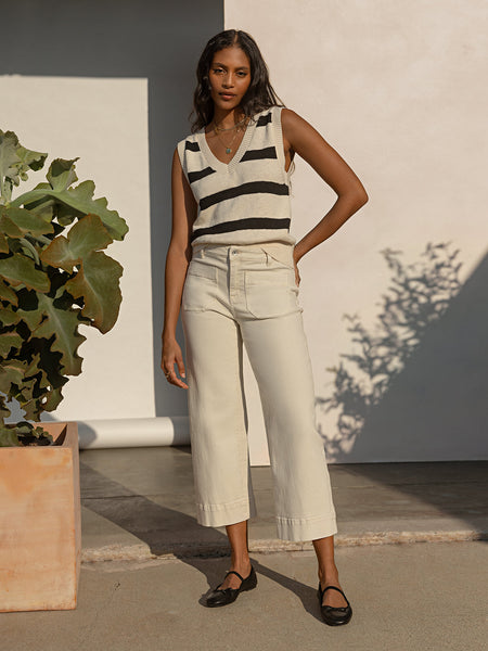 Sanctuary Marine Denim Cropped Pant in French Vanilla