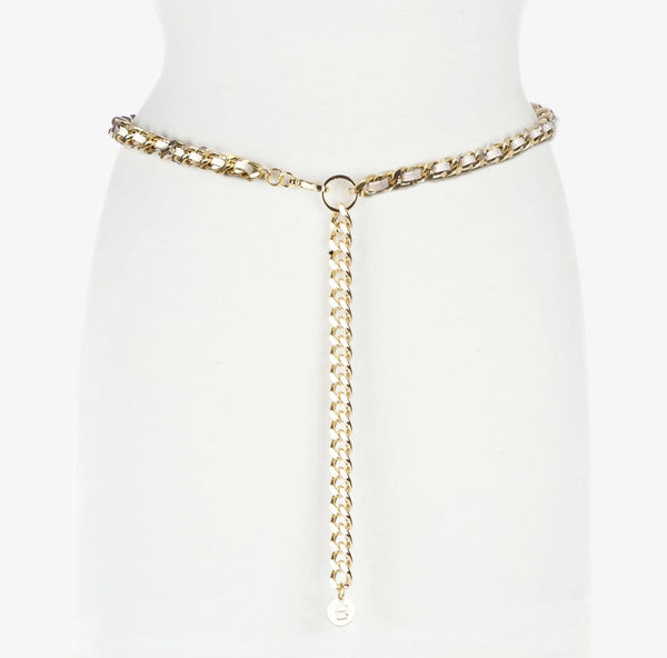 Brave Doone Chain belt woven marble nappa leather/gold