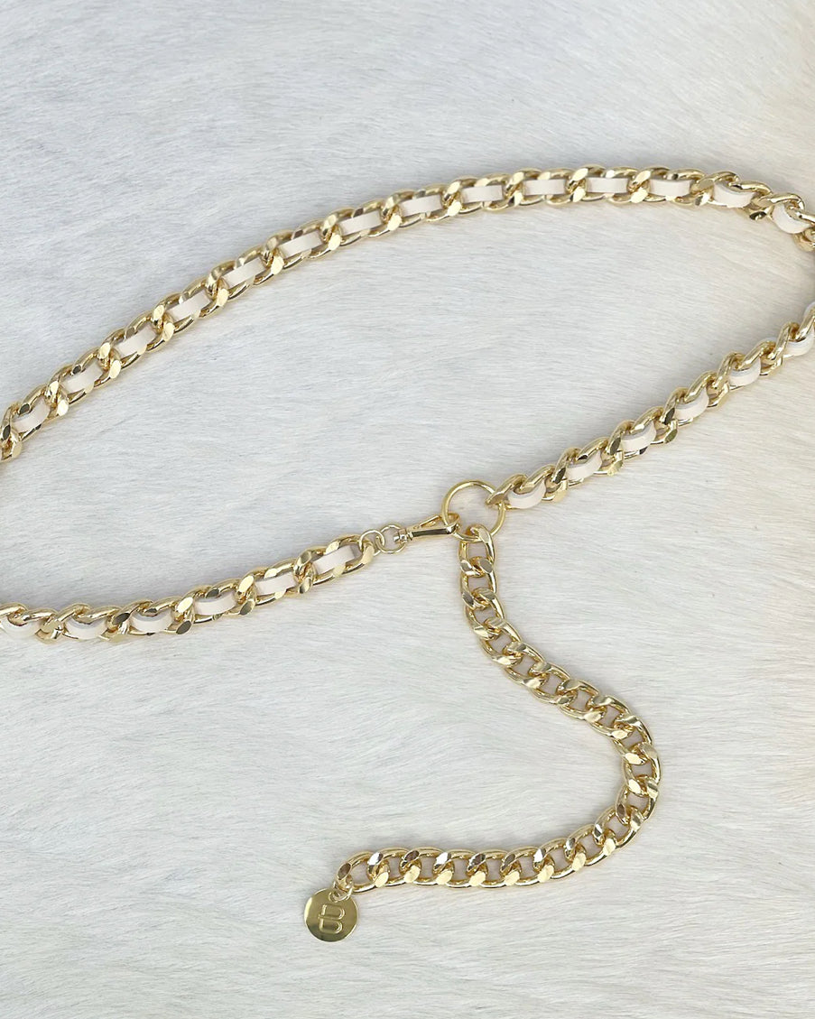 Brave Doone Chain belt woven marble nappa leather/gold