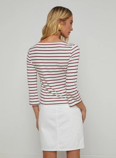 L’AGENCE Lucille stripe boatneck top red/navy/white