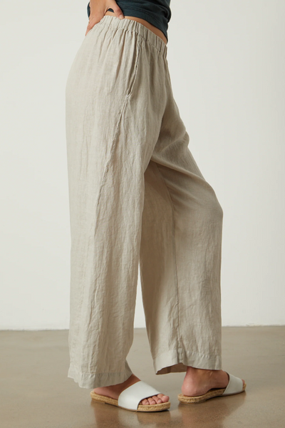 Velvet Lola03 Woven Linen Pull On Pant in Cobble