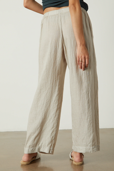 Velvet Lola03 Woven Linen Pull On Pant in Cobble