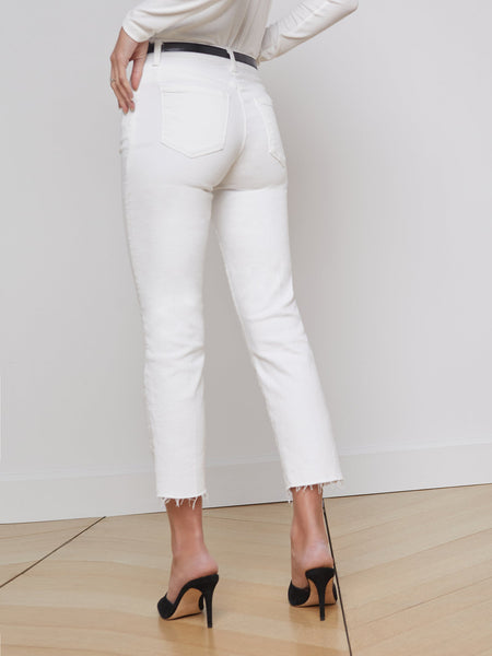 L’AGENCE Sada C H/R Crop Slim Jean in Blanc