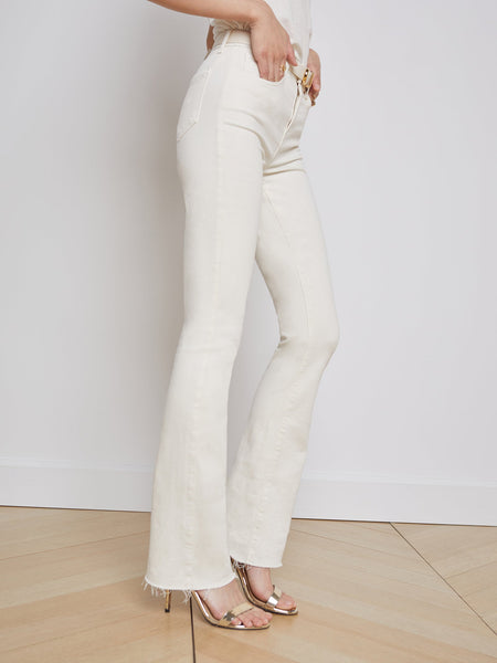 L'AGENCE Ruth C Hi Rise Straight Jean Raw Hem V White