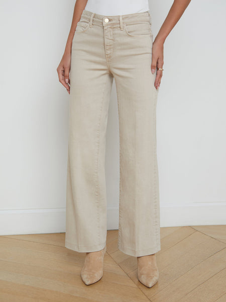 L'AGENCE Scottie C Hi Rise Wide Leg jean in Biscuit