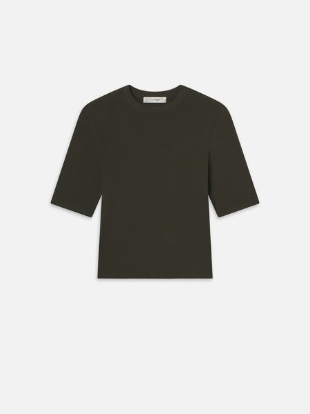 Frame Rib Crewneck Short Sleeve Tee in Black