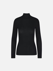 FRAME Rib Turtleneck in Noir