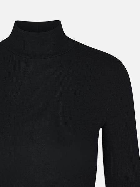 FRAME Rib Turtleneck in Noir