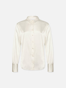 FRAME The Standard Silk Stretch Shirt in Off White