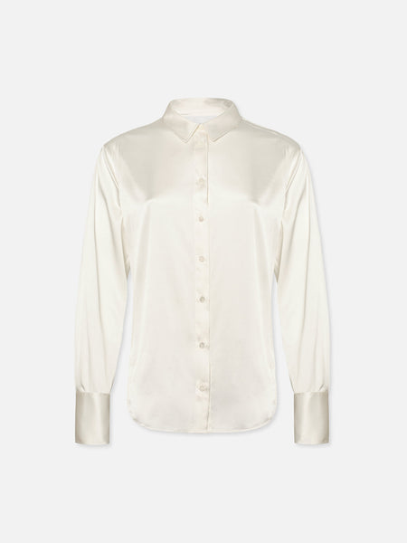 FRAME The Standard Silk Stretch Shirt in Off White